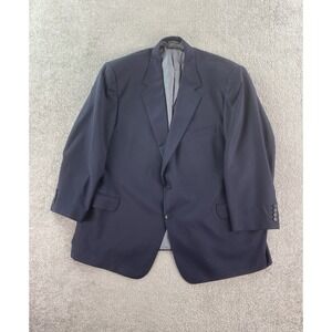 Coppley Suit Jacket 52 R Blue Wool Solid Designer Luxury Premium Big & Tall